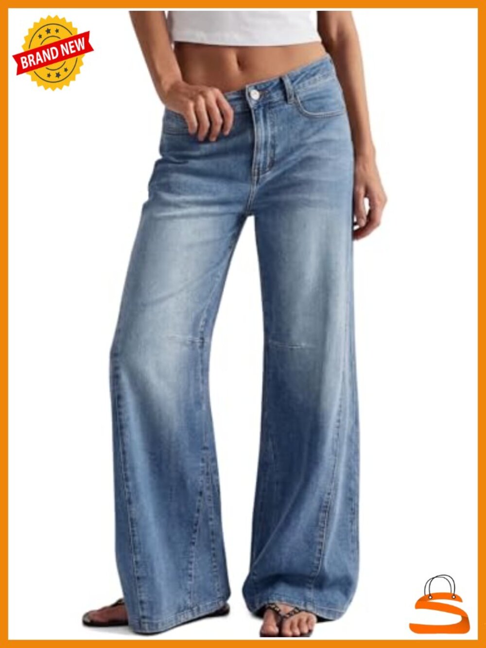 High Waisted Wide Leg Jeans Barrel Baggy Pants Plus Size Denim Loose Stretchy